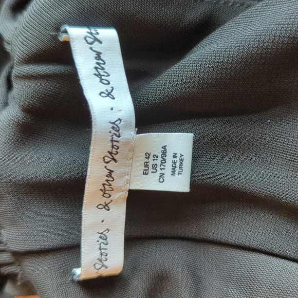 & OTHER STORIES LITTLE BLACK HALTER DRESS W/ LEATHER COLLAR US 12 EURO 42 - Picture 10 of 11